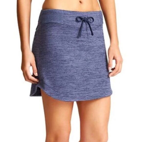 Athleta Downplay Blue Gray Jersey Drawstring Mini Skirt - Picture 1 of 9